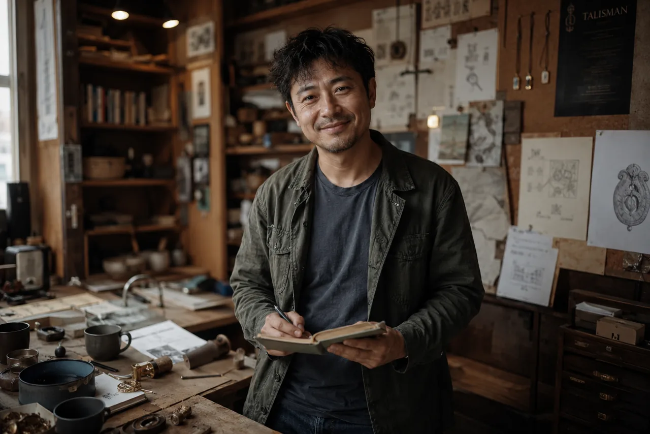 Zhou, the founder of TalismanCove, in the studio