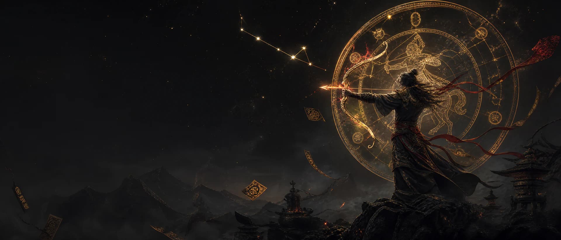 Sagittarius constellation shadow seal hero
